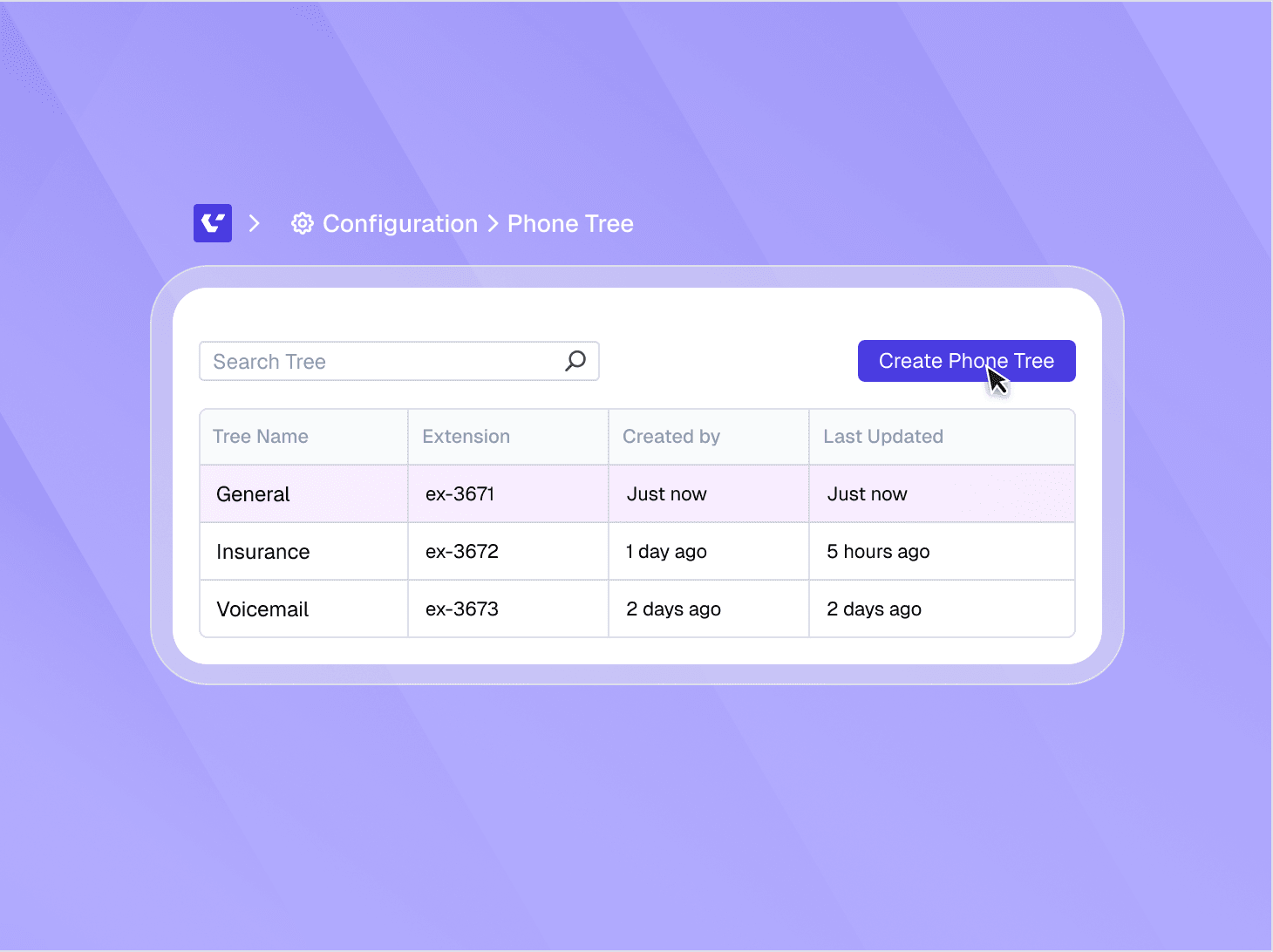 Admin Designs Phone Tree